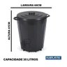 Lixeira Preta Cesto Lixo Grande Cozinha 35 Litros Reforçado - 5