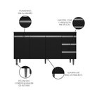 Ver imagem 3 de Balcão Gabinete Para Pia 160cm com Tampo 3 Portas Andréia Preto - AJL Móveis