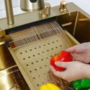 Ver imagem 4 de Cuba Gourmet Premium Torneira Cascata Lavador Copos Dourada Aço Inoxidável 304 Pia Cozinha - Brinova