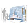 Cama Montessori Cabana Com Cordão Led Colchão E Dossel Azul - 3