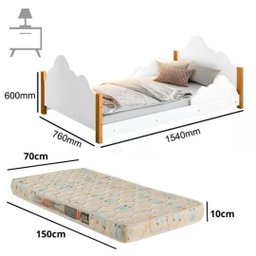 Mini Cama Infantil com Grade Cristal Branco com Colchão - 3