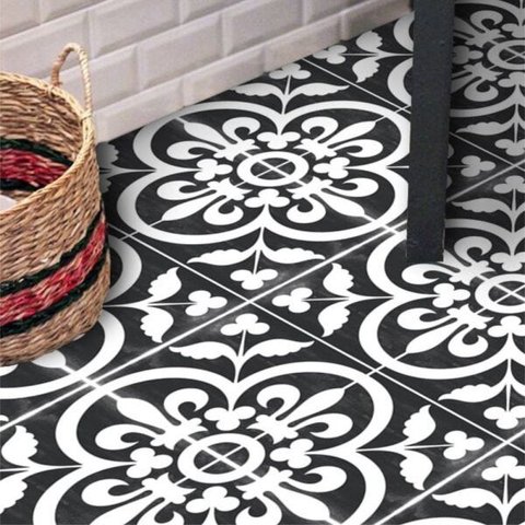 Adesivo para Piso Preto e Branco Antiderrapante Lavável