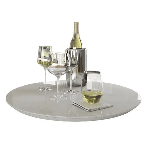 Bandeja Giratória Para Mesa 50cm Off White Tampo De Vidro