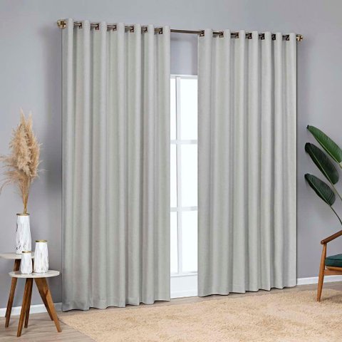 Cortina Blackout Linho Corta Luz 4,00x2,70m para Sala Quarto Varão 4m - Cinza