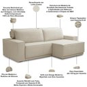 Ver imagem 4 de Sofá 4 Lugares Retrátil Reclinável para Sala de Estar 280cm Nicastro F04 Linho Creme - Lyam Decor