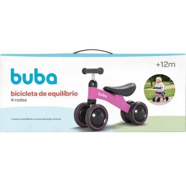 Bicicleta de Equilíbrio Buba 4 Rodas para Bebê Rosa - 4