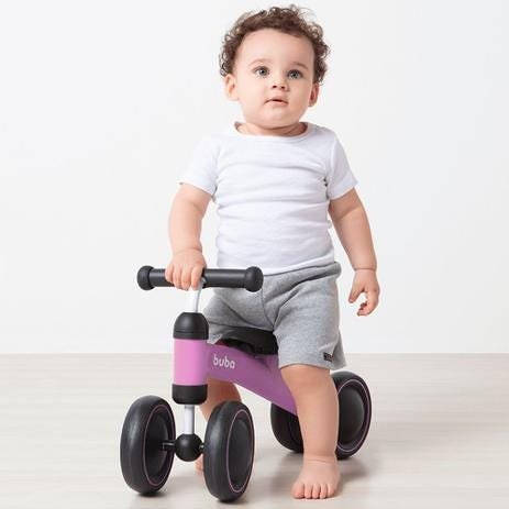 Bicicleta de Equilíbrio Buba 4 Rodas para Bebê Rosa - 3