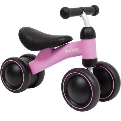 Bicicleta de Equilíbrio Buba 4 Rodas para Bebê Rosa - 1