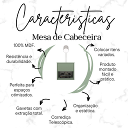 Kit 2 Mesas de Cabeceira Suspensa Retrô 1 Gaveta 100% Mdf Plancasa:verde Jade - 7