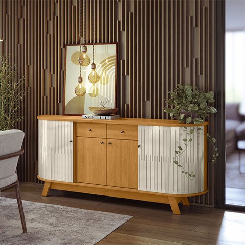 Buffet Decorativo Pitt Mdp Pintura Uv Cinamomo/offwhite G97 - Gran Belo