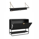 Ver imagem 5 de Conjunto com Sapateira Aparador e Prateleira Orgânico 1 Porta 93cm com Pé Metal 100% BP Luna Preto/N
