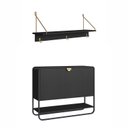 Ver imagem 2 de Conjunto com Sapateira Aparador e Prateleira Orgânico 1 Porta 93cm com Pé Metal 100% BP Luna Preto/N