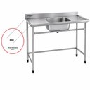 Ver imagem 3 de Mesa com Cuba - 1000x600 - Contraventado - Aço Inox 430