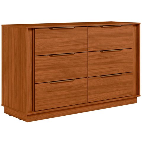 Cômoda Quarto 130cm Casal com 6 Gavetas Dino Nogueira D02 - Mpozenato