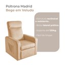 Ver imagem 2 de Poltrona Madrid Reclinável para Sala Retrátil com Design Moderno e Confortável Veludo Bege