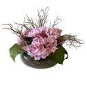 Ver imagem 1 de Arranjo Grande Centro de Mesa Hortênsias Rosa Artificial Vaso Incolor