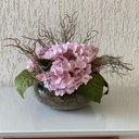 Ver imagem 6 de Arranjo Grande Centro de Mesa Hortênsias Rosa Artificial Vaso Incolor