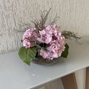Ver imagem 5 de Arranjo Grande Centro de Mesa Hortênsias Rosa Artificial Vaso Incolor