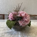 Ver imagem 7 de Arranjo Grande Centro de Mesa Hortênsias Rosa Artificial Vaso Incolor