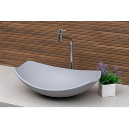 Kit Banheiro Cuba Pia Chanfrada + Torneira e Válvula Cromada:cinza Matte - 1