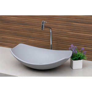 Kit Banheiro Cuba Pia Chanfrada + Torneira e Válvula Cromada:cinza Matte