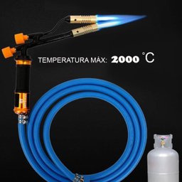 Maçarico Portátil Cabeça Dupla Cobre Mangueira Silicone Gás GLP - 2