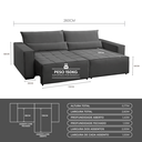 Ver imagem 4 de Sofá Cama Retrátil e Reclinável 4 Lugares Suede Nepal 260cm Cinza