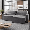 Ver imagem 1 de Sofá Cama Retrátil e Reclinável 4 Lugares Suede Nepal 260cm Cinza