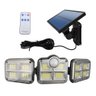 Luminaria Refletor Solar 3 Cabeças Led Sensor Presença Placa Solar Articulavel 3 Modos Potente Garag - 1