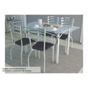 Ver imagem 1 de Kit Mesa Elba C- Tampo de Vidro 120cm + 4 Cadeiras Portugal Cromada Preto