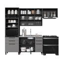 Ver imagem 3 de Armário de Cozinha Modulada Completa Mônaco 7 Portas 6 Gavetas MDP 270cm Chumbo-Titânio Fidelita