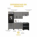 Ver imagem 2 de Armário de Cozinha Modulada Completa Mônaco 7 Portas 6 Gavetas MDP 270cm Chumbo-Titânio Fidelita