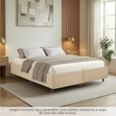 Ver imagem 4 de Cama Base Box King Estofada em Madeira Maciça Base Reforçada Santorini Espresso Móveis Bege/Veludo