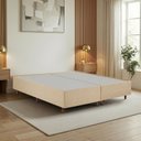 Ver imagem 1 de Cama Base Box King Estofada em Madeira Maciça Base Reforçada Santorini Espresso Móveis Bege/Veludo