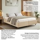 Ver imagem 5 de Cama Base Box King Estofada em Madeira Maciça Base Reforçada Santorini Espresso Móveis Bege/Veludo