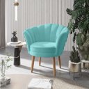 Ver imagem 1 de 01 Poltrona Decorativa Pétala Escritório Sala Recepção Veludo Azul Turquesa - Visalar