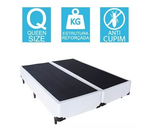 Base Cama Box Bipartido Queen Size Couro Sintético Branco 40x158x198 - 2