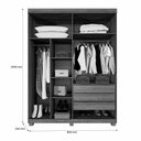 Ver imagem 3 de Guarda Roupa 2 Portas de Correr com Espelho 3 Gavetas Mônaco Benetil Cinamomo