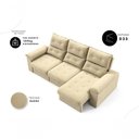 Ver imagem 5 de Sofá com Chaise Copacabana 4 Lugares Retrátil 230cm Bege Suede Cia Lar Móveis