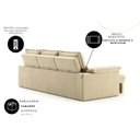 Ver imagem 3 de Sofá com Chaise Copacabana 4 Lugares Retrátil 230cm Bege Suede Cia Lar Móveis