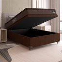 Ver imagem 3 de Cama Box Baú Casal Colchão Espuma D45 Pillow Top Strong 138x188x65cm Marrom Hellen