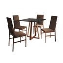 Ver imagem 4 de Conjunto de Jantar Mesa Mônaco Premium 90cm Preta com 4 Cadeiras Estofadas Marrom Base Cobre Preto