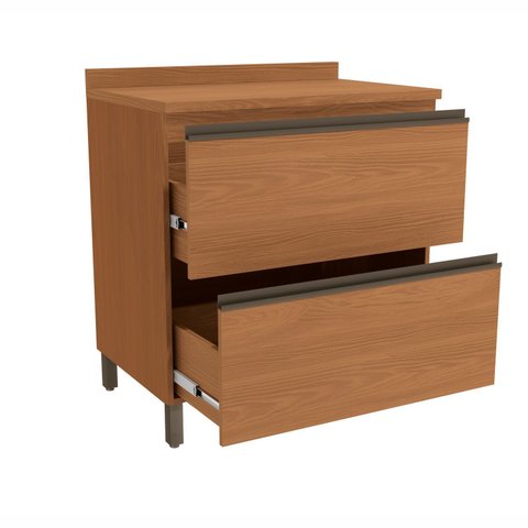 Armário de Cozinha Balcão 80cm 2 Gavetões com Tampo e Pés Maxxi Canela Kappesberg