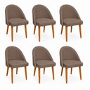 Ver imagem 2 de Kit 6 Cadeiras Lua Estofada Moderna Sala de Jantar Suede Marrom