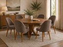 Ver imagem 1 de Kit 6 Cadeiras Lua Estofada Moderna Sala de Jantar Suede Marrom