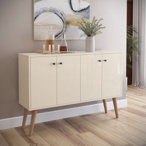 Buffet Aparador Imperial 4 Portas com Pés Palito Retrô - Off White