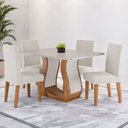 Ver imagem 1 de Mesa de Jantar 4 Lugares Amarena Mel/blonde/veludo Pastel - Viero Móveis