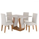 Ver imagem 3 de Mesa de Jantar 4 Lugares Amarena Mel/blonde/veludo Pastel - Viero Móveis