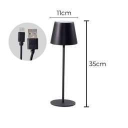 Luminária Abajur Milano 3w 3000k Recarregável e Dimerizavel Gaya Preto St2963 - 2