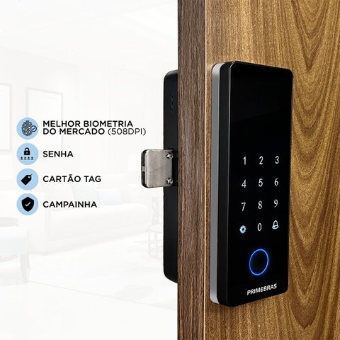 Fechadura Digital Biometrica Eletrônica Primebras Athenas Madeira